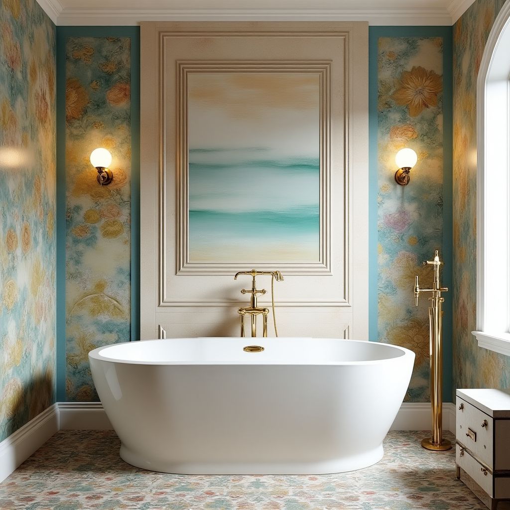 Baño de lujo con azulejos artesanales