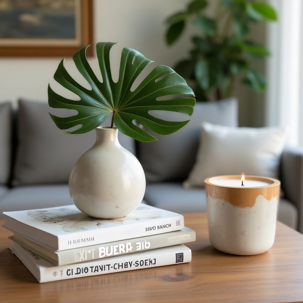 Detalles decorativos en una mesa de centro